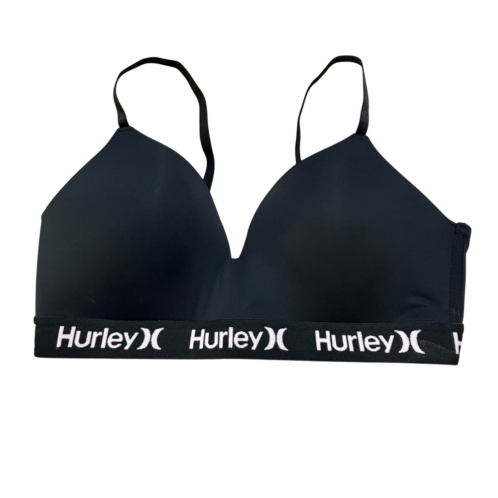 Hurley Womens Logo Elastic Band Wireless T-Shirt Bra Black 38C